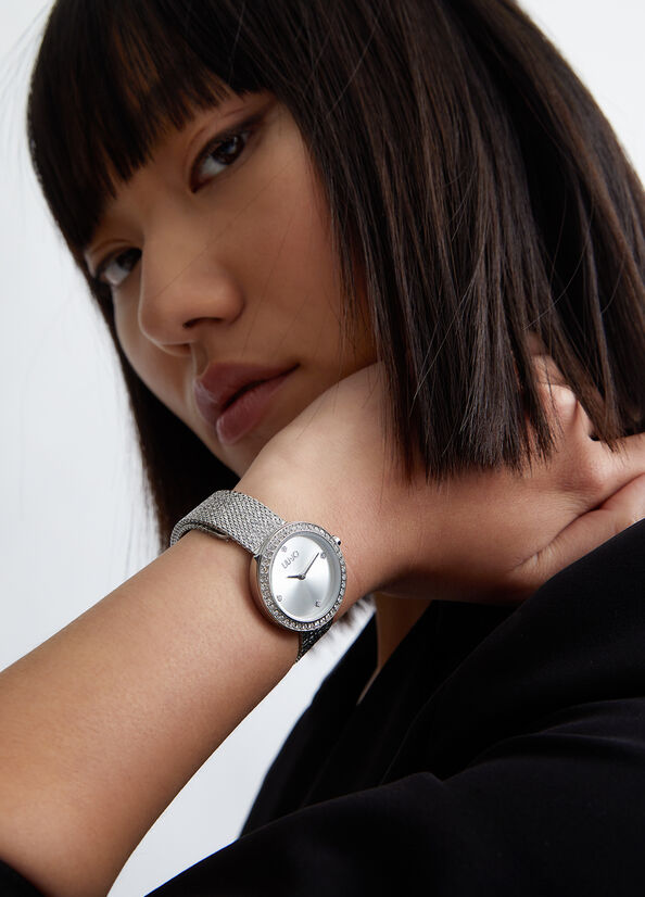 Orologio in acciaio con cristalli