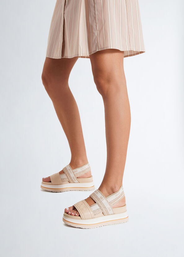 Sandali platform con logo jacquard