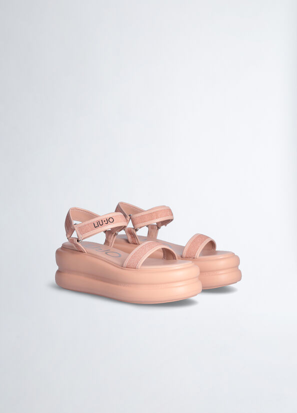 Sandali platform con strass