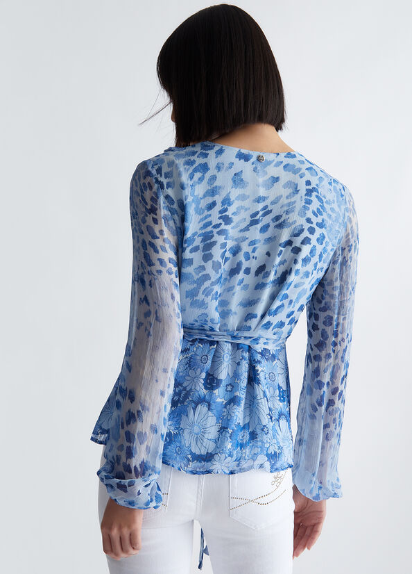 Blusa floreale in creponne
