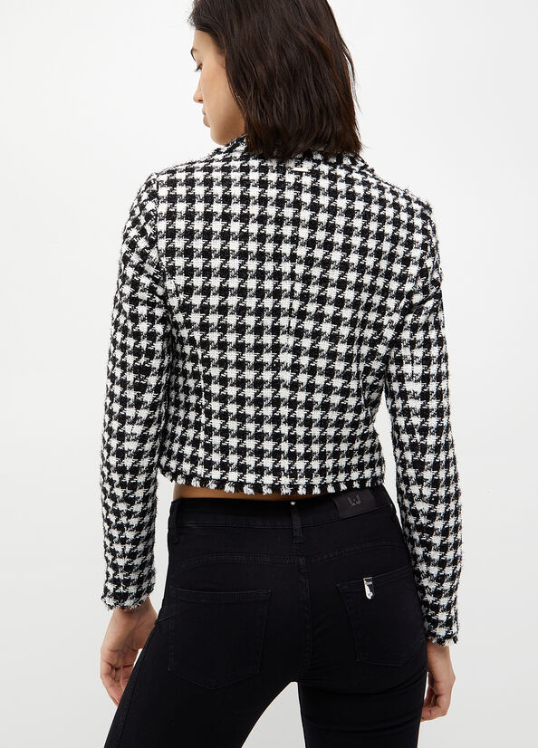 Blazer bouclé pied de poule