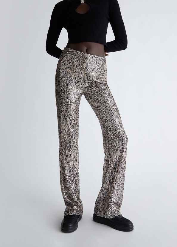 Pantaloni animalier con paillettes