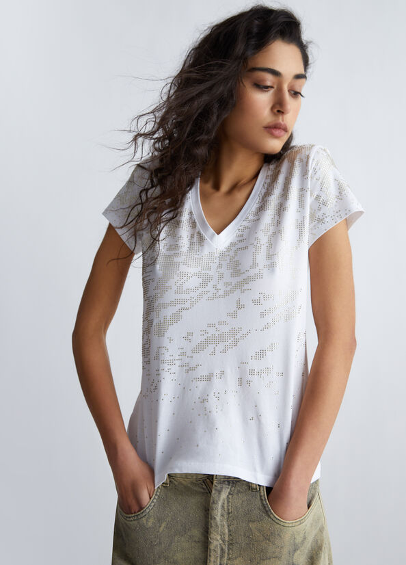 T-shirt ecosostenibile con strass