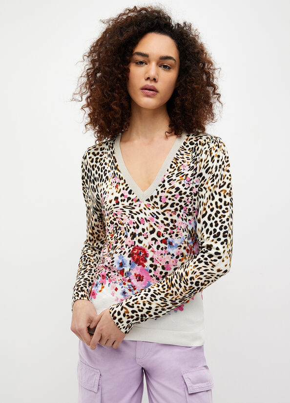 Maglia animalier floreale