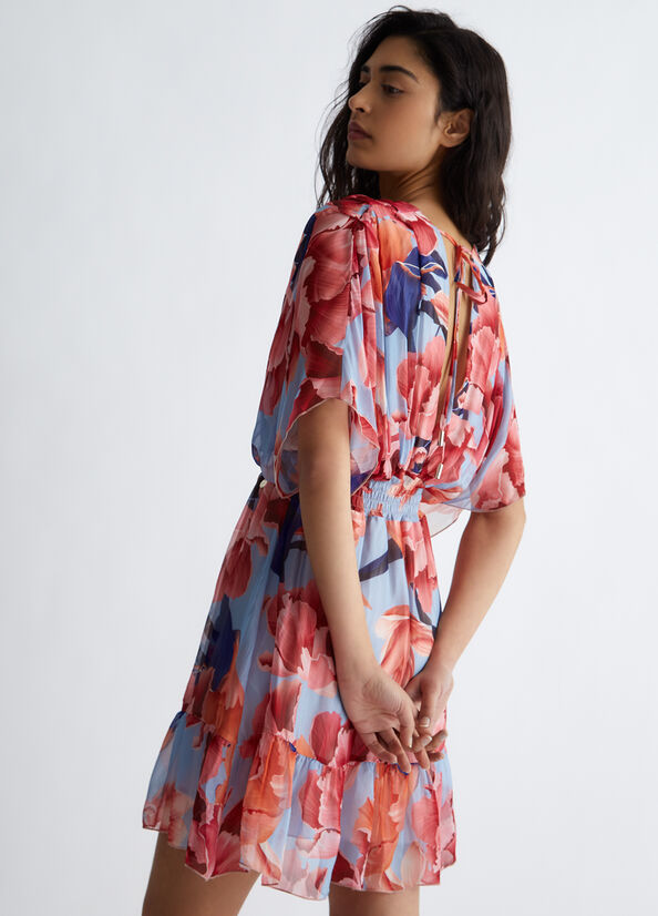 Vestito a fiori in chiffon di seta