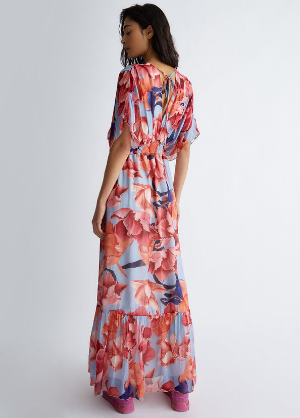 Vestito lungo elegante in misto seta