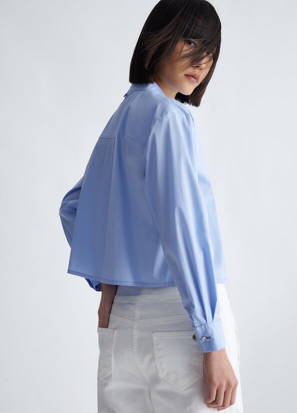 Camicia in popeline con volant