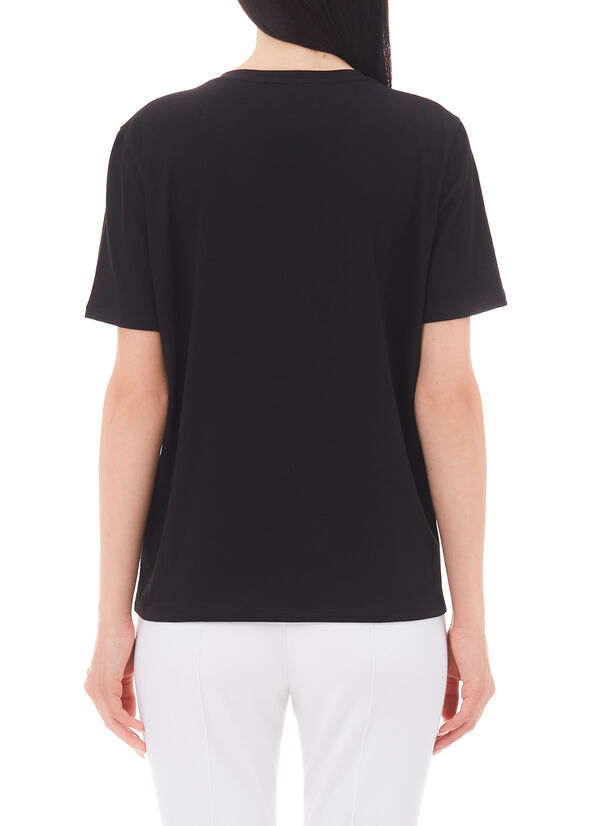 T-shirt con stampa e applicazioni
