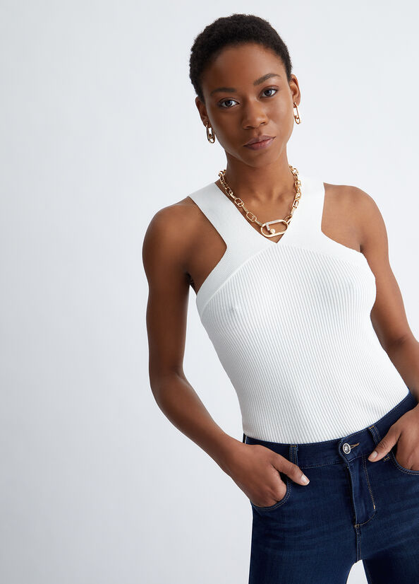 Top bianco in maglia