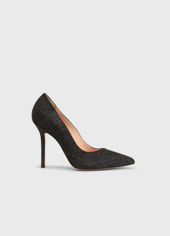 Décolleté in pelle glitterata