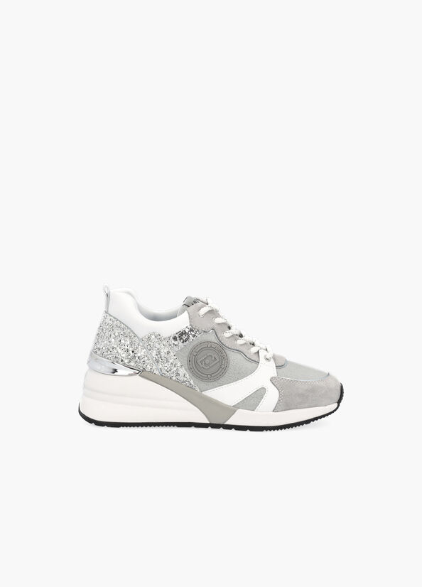 Sneakers in suede con glitter