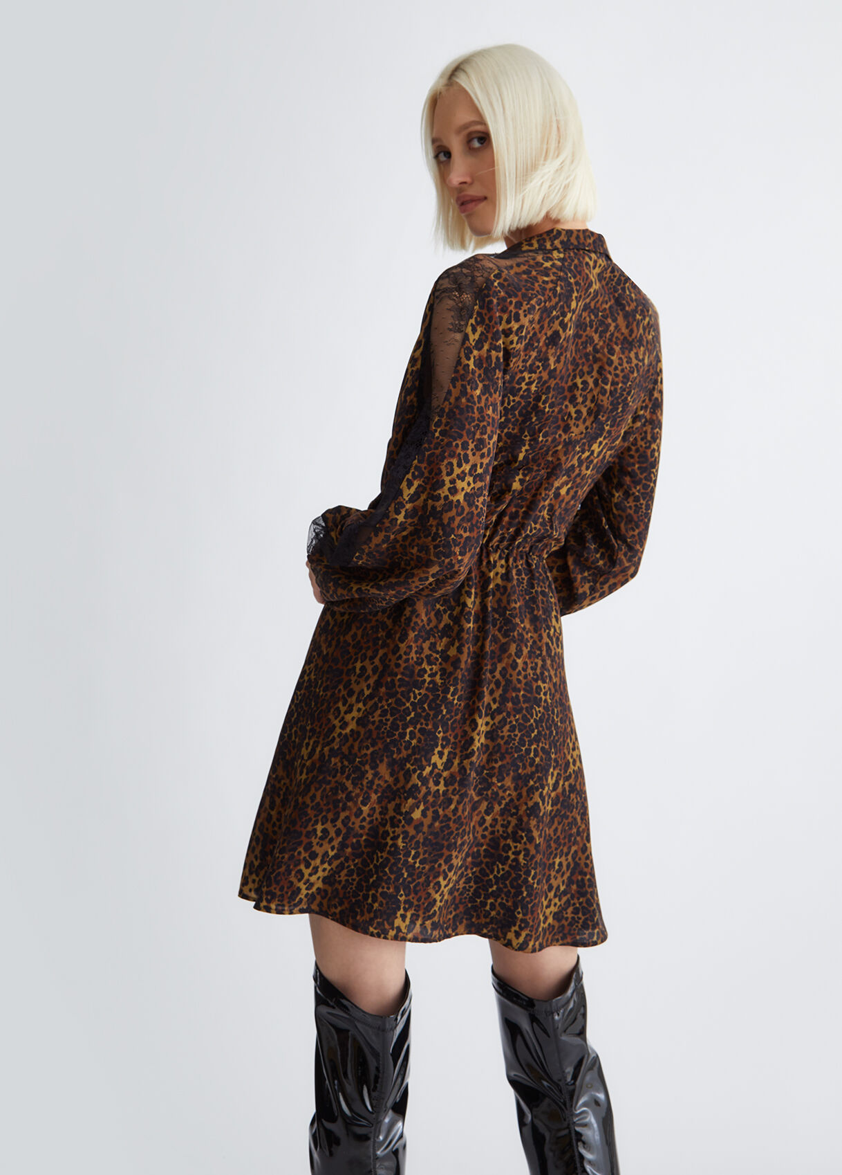 Animal-print silk dress
