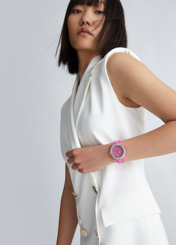 Orologio fuxia in acciaio smaltato
