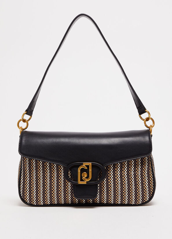 Borsa a spalla a righe con logo