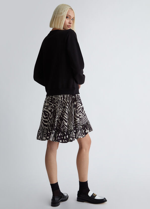 Vestito in felpa con gonna animalier