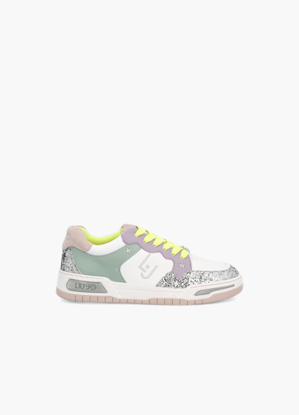 Sneakers in pelle con glitter