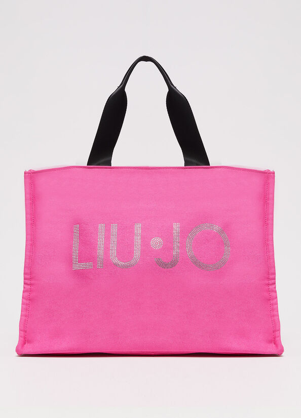 Borsa shopping in tela con logo