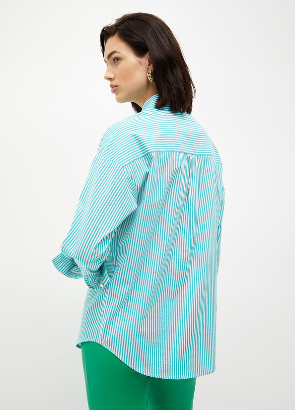 Camicia a righe in popeline