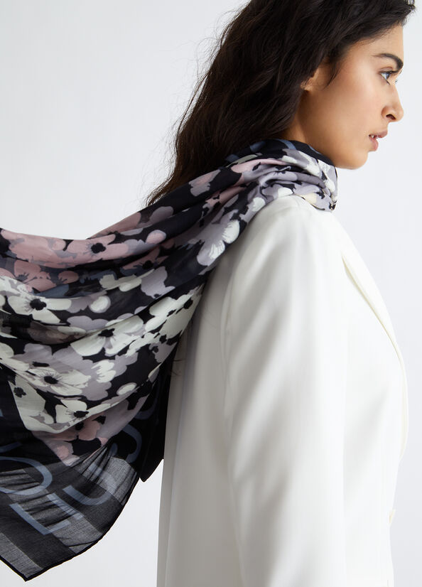Foulard floreale con logo