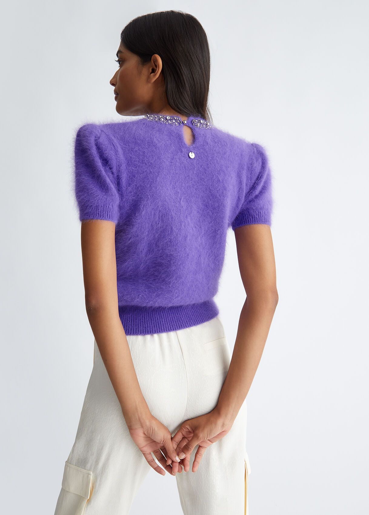 Angora sweater with gemstones