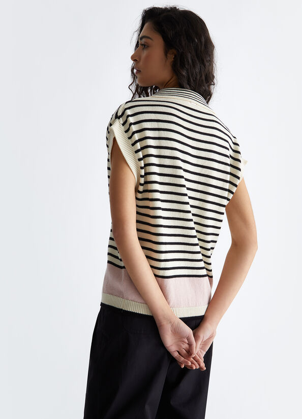 Polo a righe in maglia