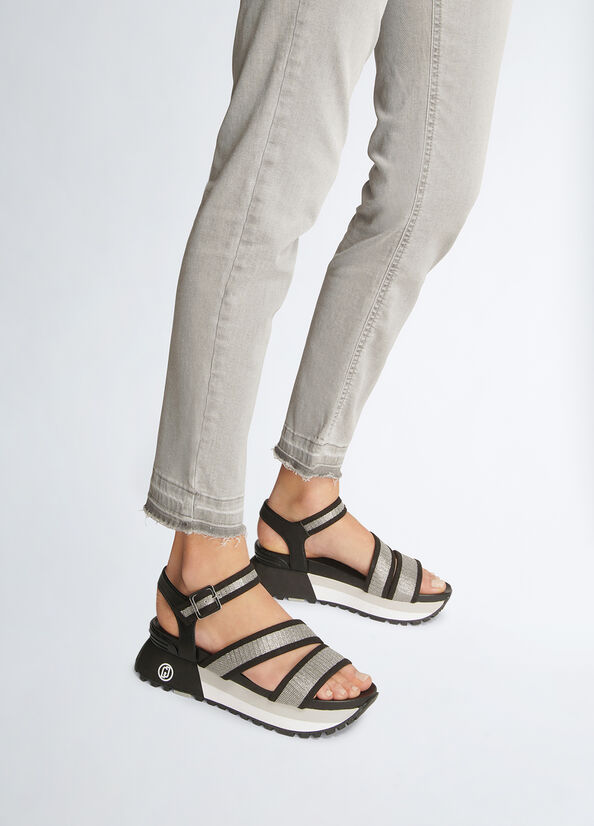Sandali platform con glitter