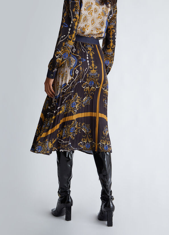 Gonna plissé con stampa foulard