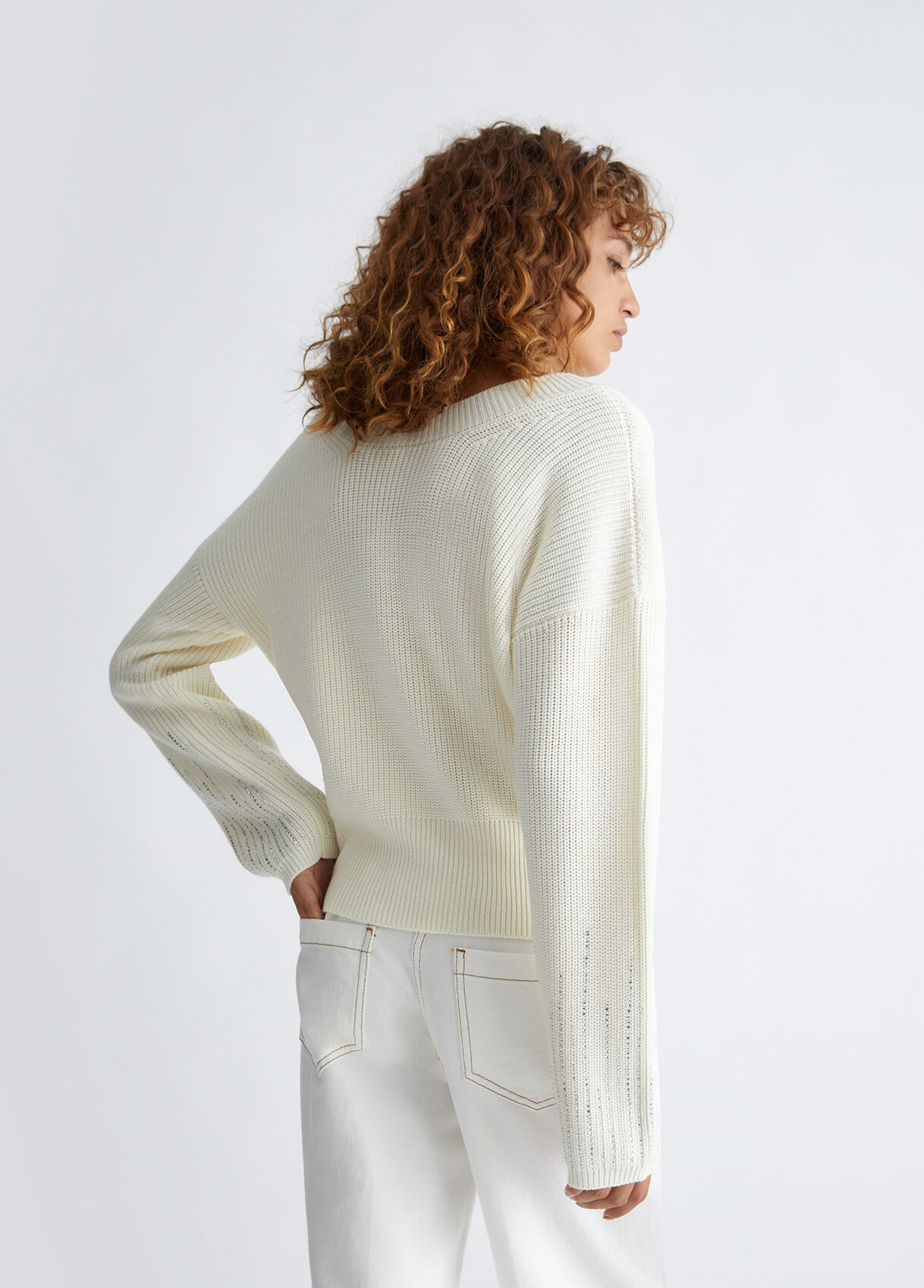 Wool sweater with gemstones