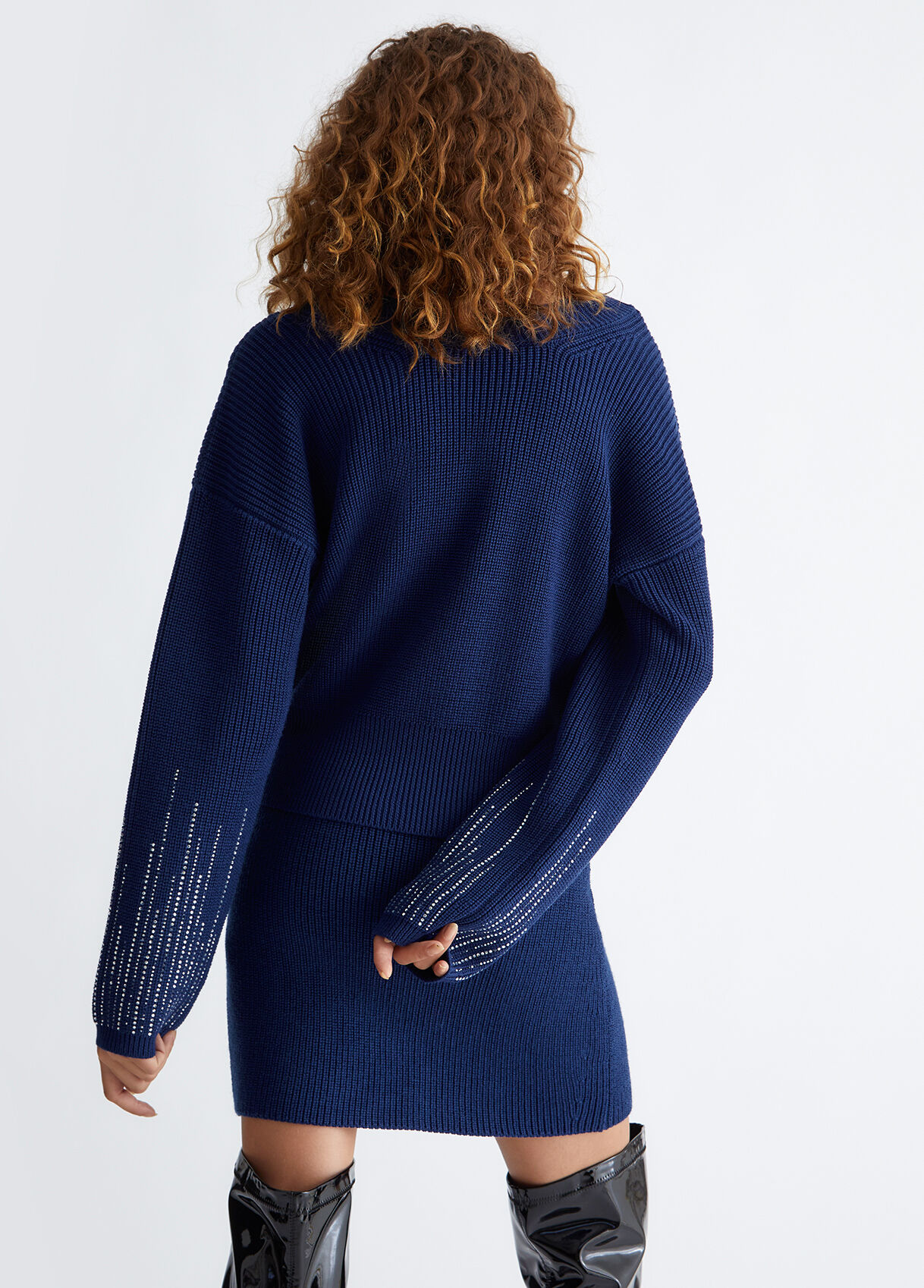 Wool sweater with gemstones