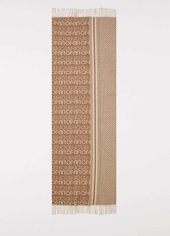 Stola beige con logo