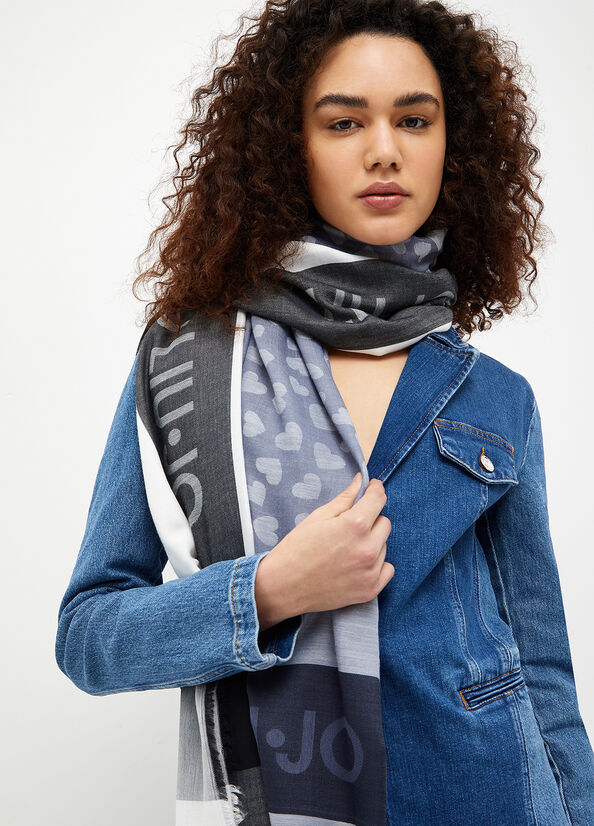 Foulard jacquard con cuori