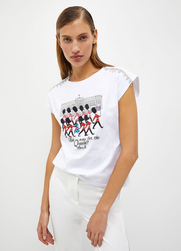 T-shirt con frange gioiello
