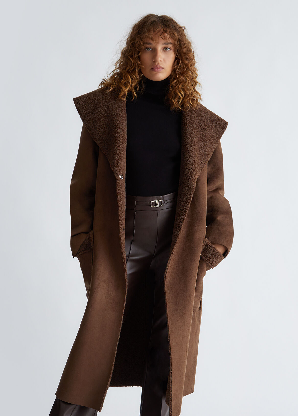 Brown faux shearling coat