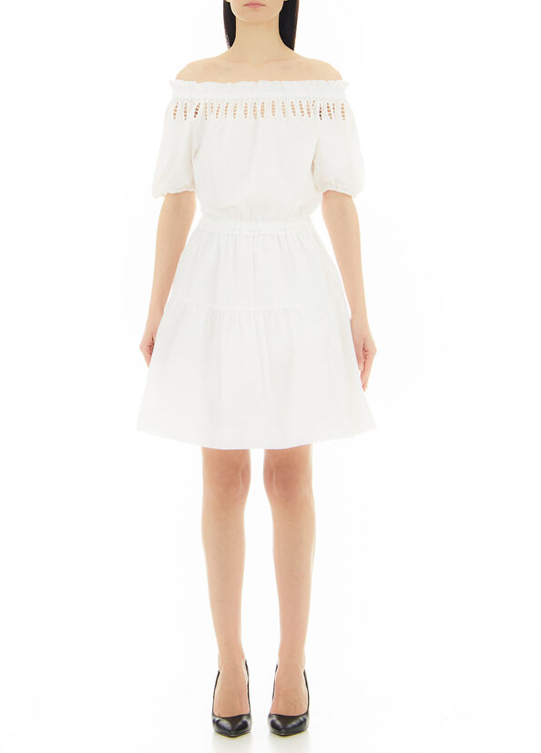 Vestito corto con scollo bardot