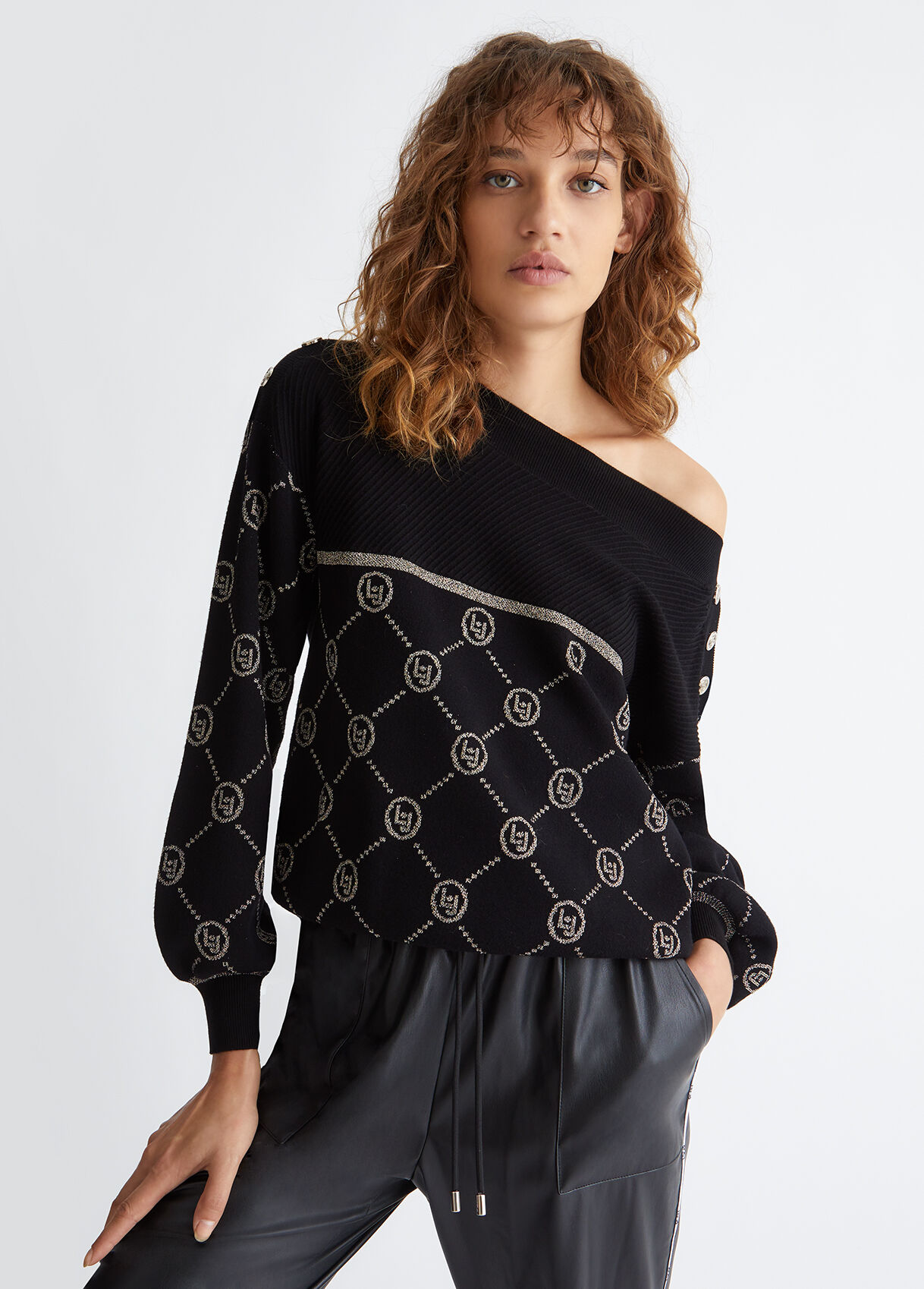 Jumper with lurex® logo
