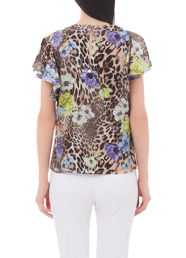 Blusa animalier in misto seta