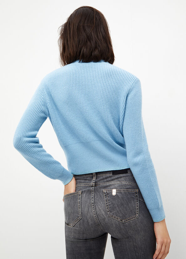 Cardigan azzurro ecosostenibile