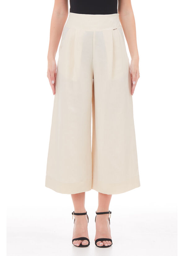 Pantalone cropped in misto lino