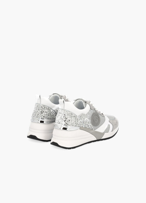 Sneakers in suede con glitter
