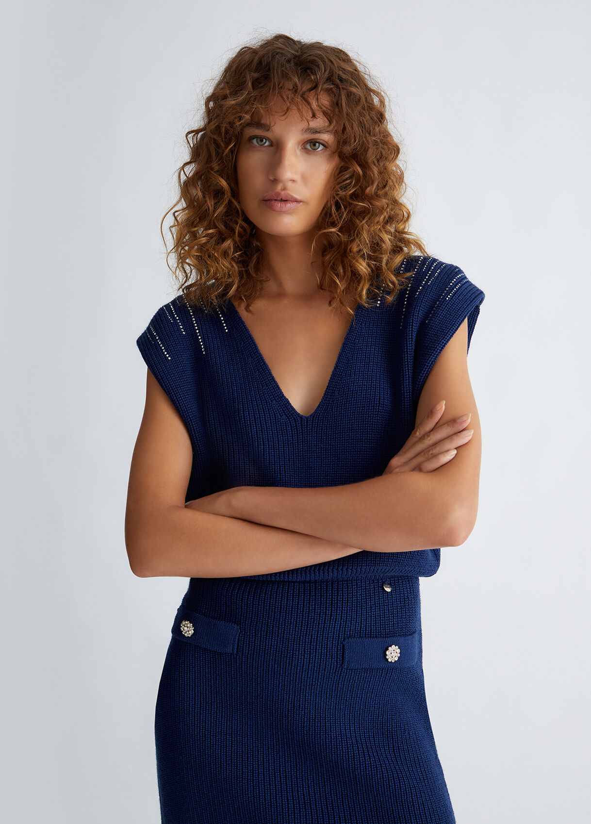 Wool gilet with gemstones