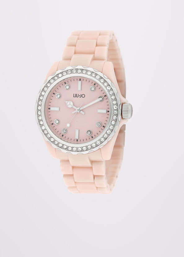 Orologio rosa in acciaio smaltato