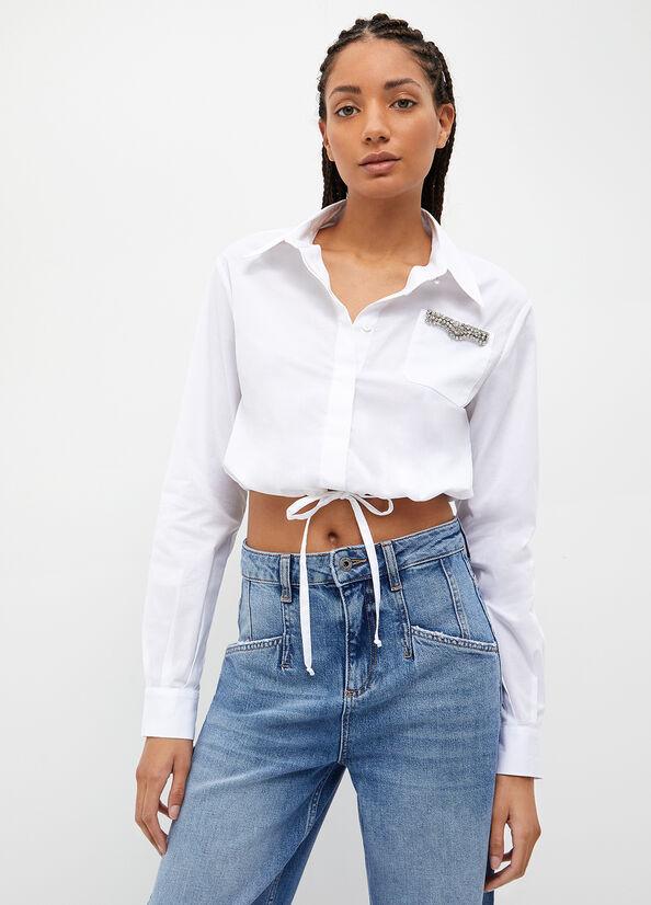 Camicia boxy con ricamo gioiello