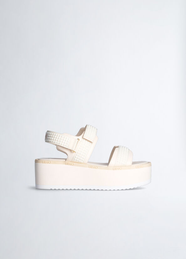 Sandali platform con micro perle