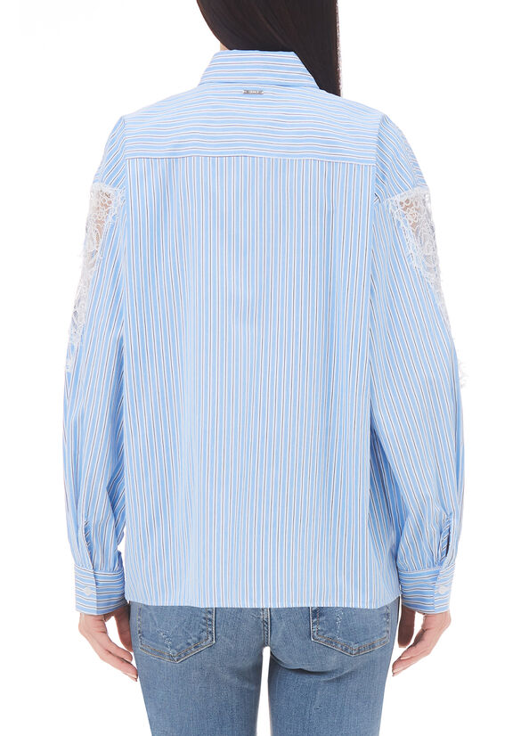 Camicia a righe con pizzo