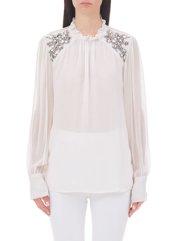 Blusa con ricami gioiello