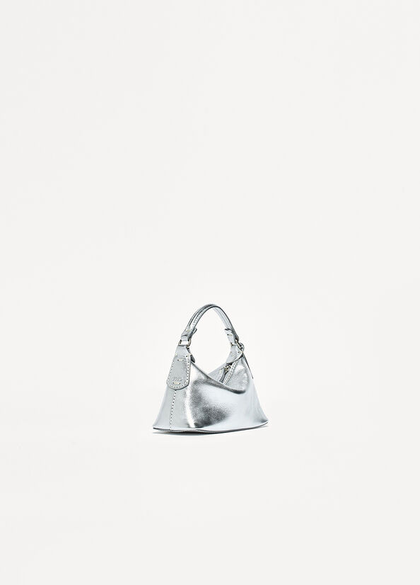 Micro borsa hobo in pelle laminata