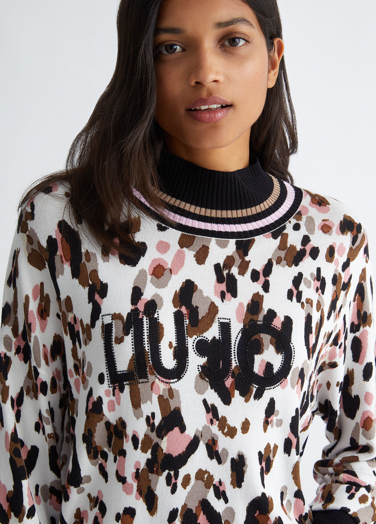 Animal-print sweater with logo