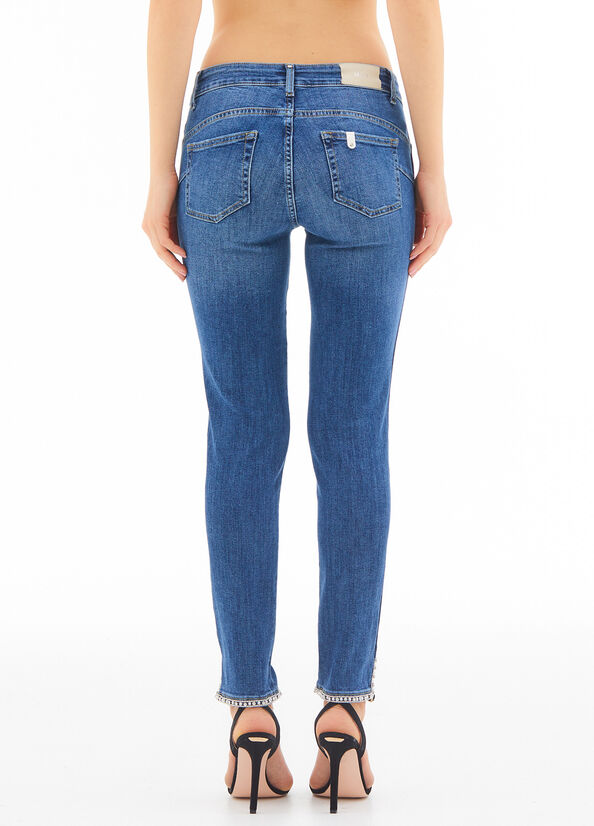 Jeans skinny con pietre gioiello