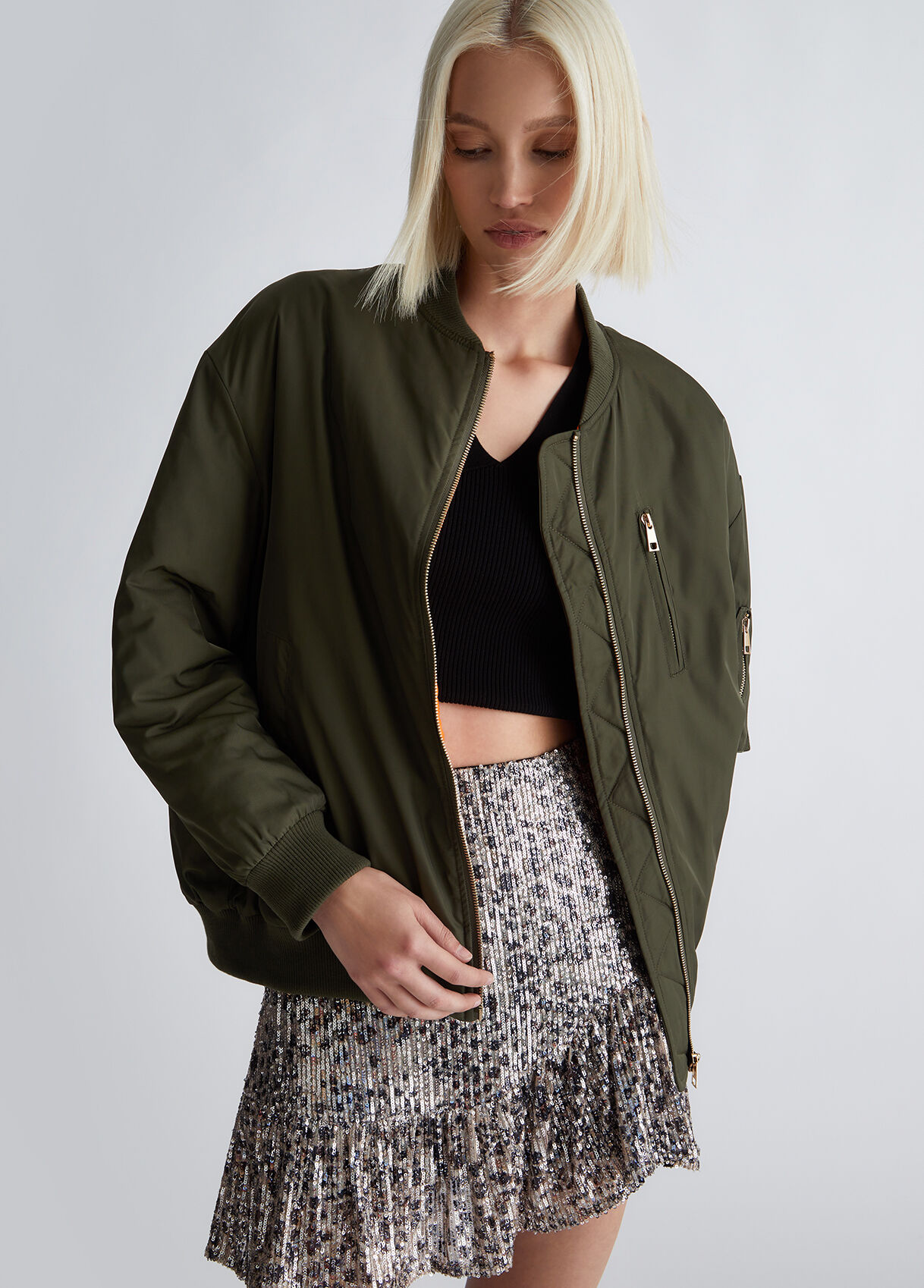 High-tech fabric bomber jacket