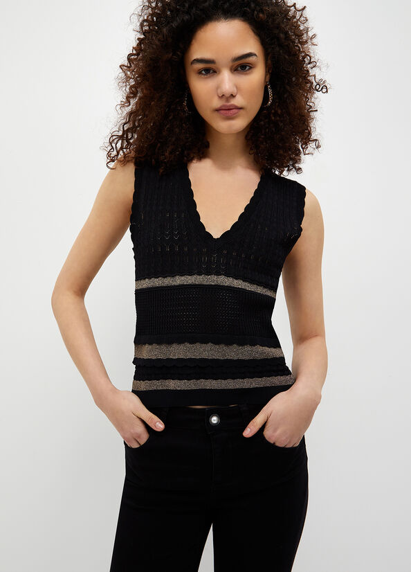 Gilet nero in maglia